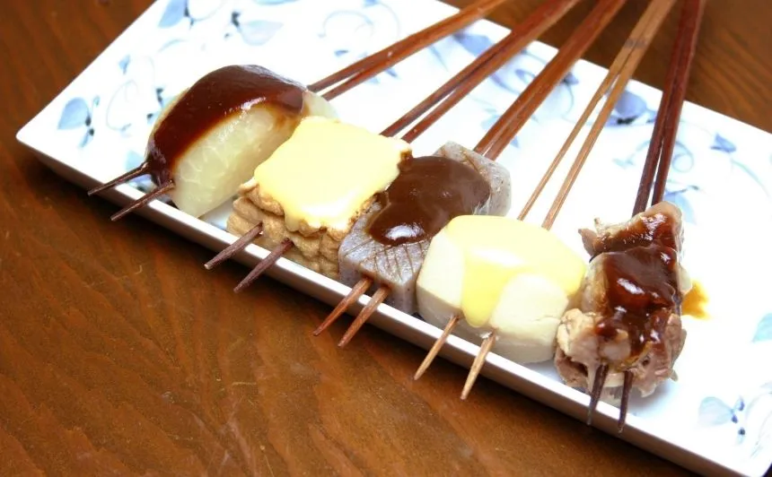Miso oden on skewers